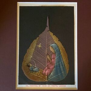 Hand painted Peepal leaf Nativity
